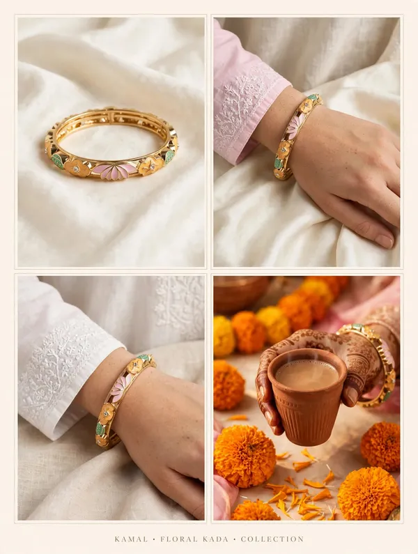 Gold_Floral_Enamel_Hinged_Bangle_for_Women