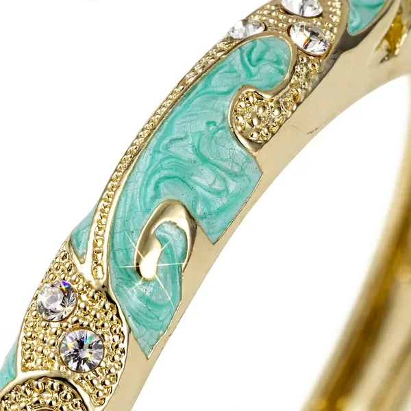 Gold-Tone_Turquoise_Enamel_Hinged_Bangle_for_Women