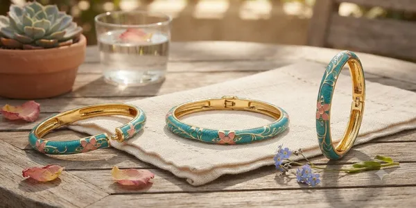 Turquoise_Enamel_Floral_Bangle_for_Women