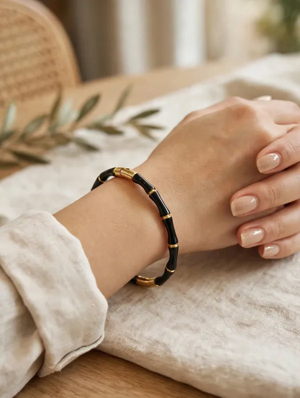 Black_Bamboo_Style_Adjustable_Bangle_for_Women