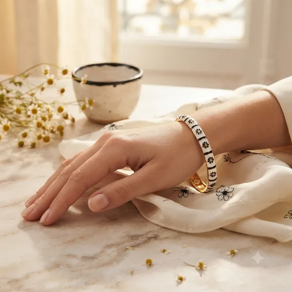White_Enamel_Floral_Bangle_Bracelet_for_Women