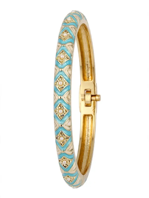 Blue_Enamel_Gold-Tone_Hinged_Bangle_for_Women