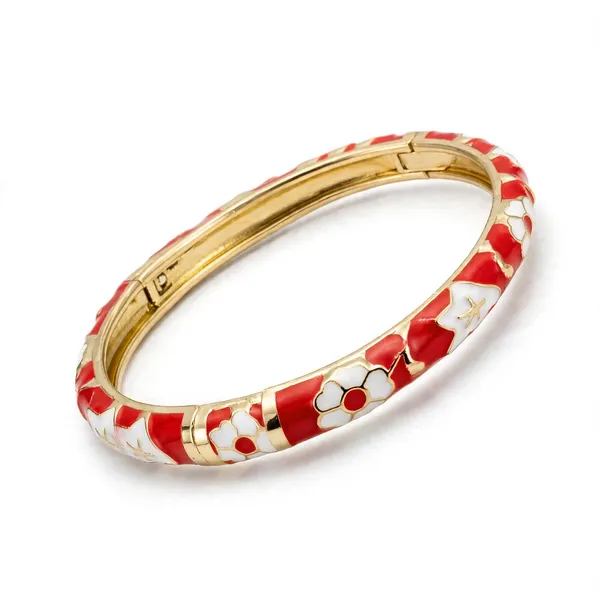 Red_Floral_Enamel_Gold_Tone_Bangle_For_Women