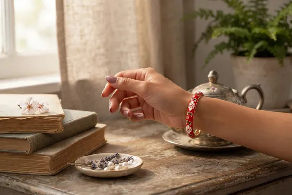 Red_Floral_Enamel_Bangle_for_Women