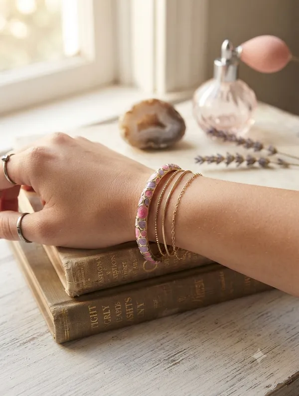 Pink_Stone_Gold_Tone_Bracelet_for_Women