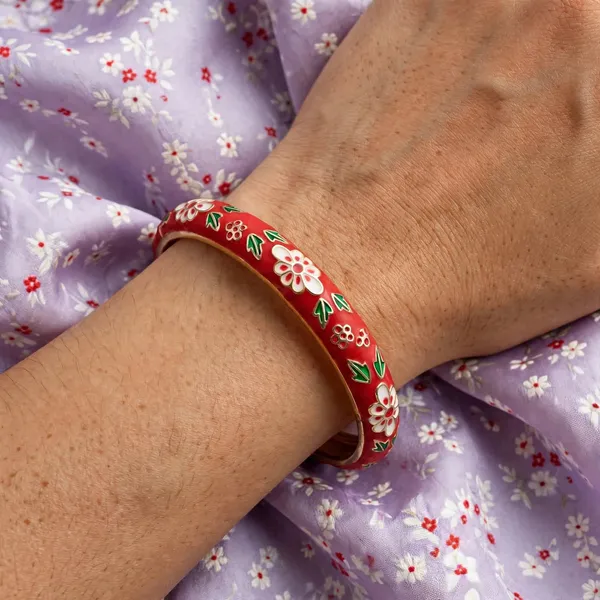 Red_Floral_Enamel_Bangle_for_Women