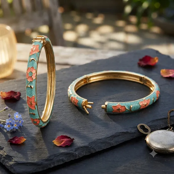 Turquoise_Floral_Enamel_Bangle_for_Women