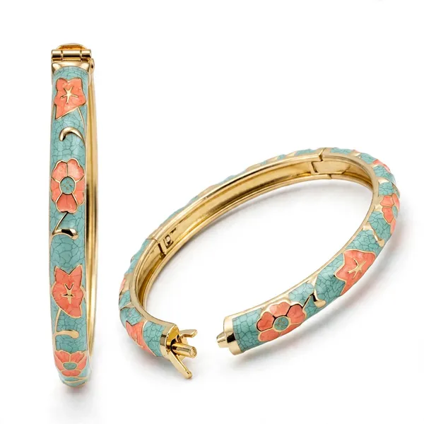 Turquoise_Floral_Enamel_Bangle_for_Women