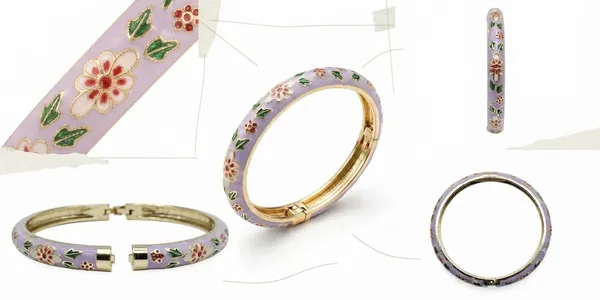 Gold-Tone_Floral_Enamel_Bracelet_for_Women