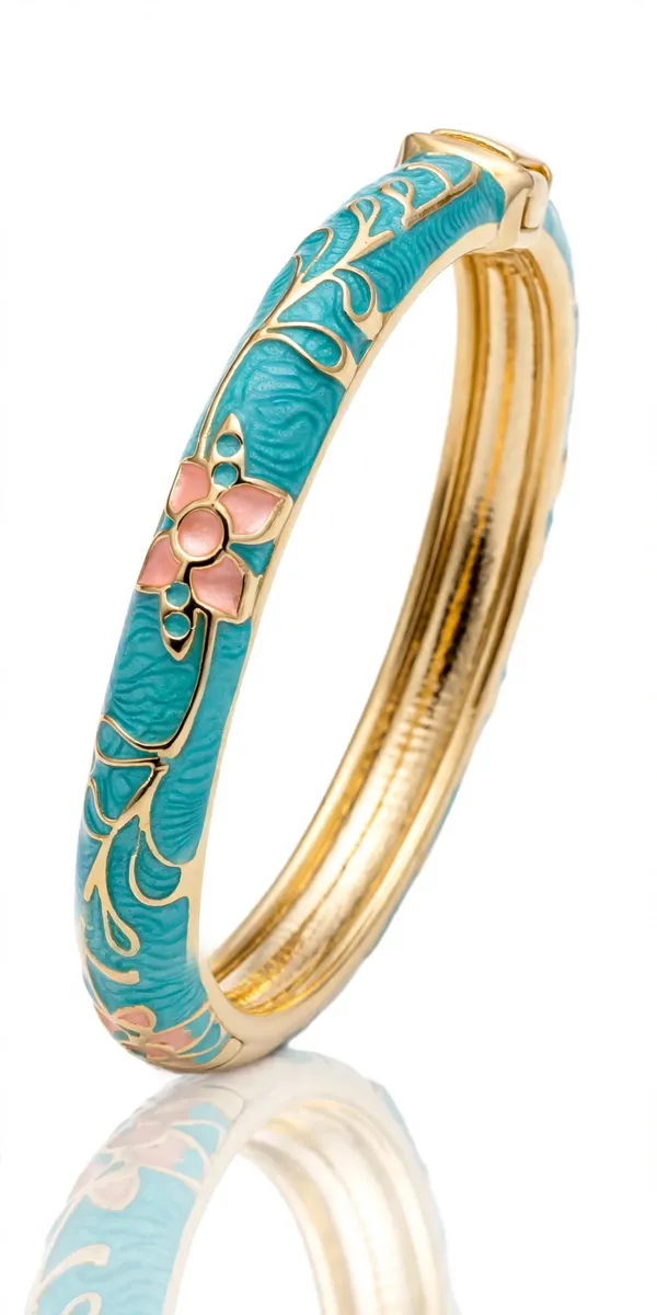 Turquoise_Enamel_Floral_Bangle_for_Women