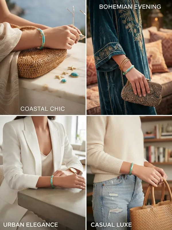 Turquoise_Gold_Tone_Textured_Bangle_for_Women