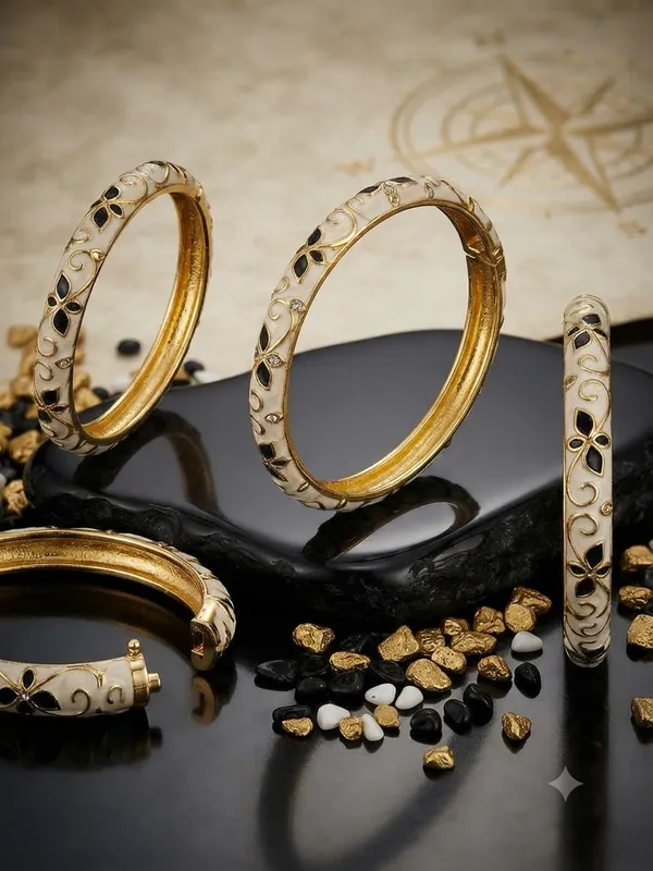 Gold-Tone_Enamel_Hinged_Bangle_for_Women