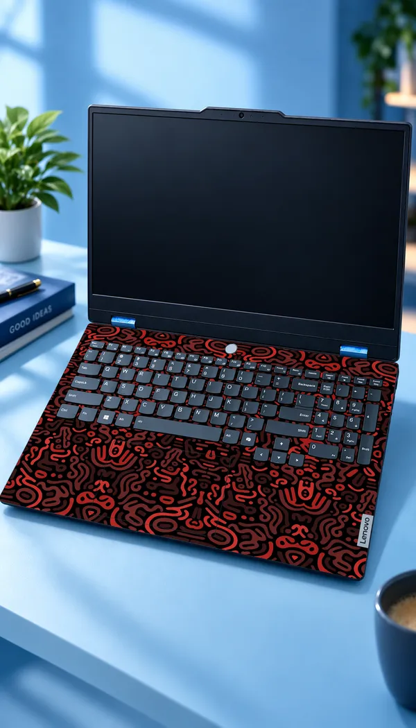 Laptop_Red_Black_Matt_Skin_Only_Top
