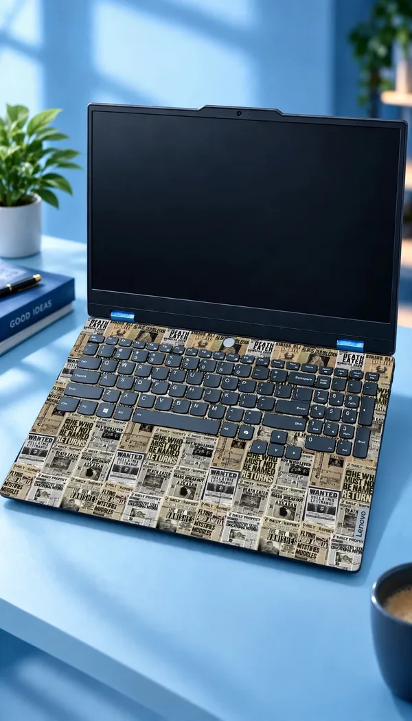 Laptop_Newspaper_Pattern_Skin_Top_Keyboard_Bottom