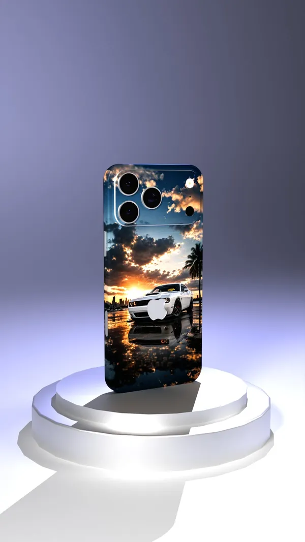 White_Dodge_Challenger_Muscle_Car_Mobile_Skin_Full_Body_Embossed