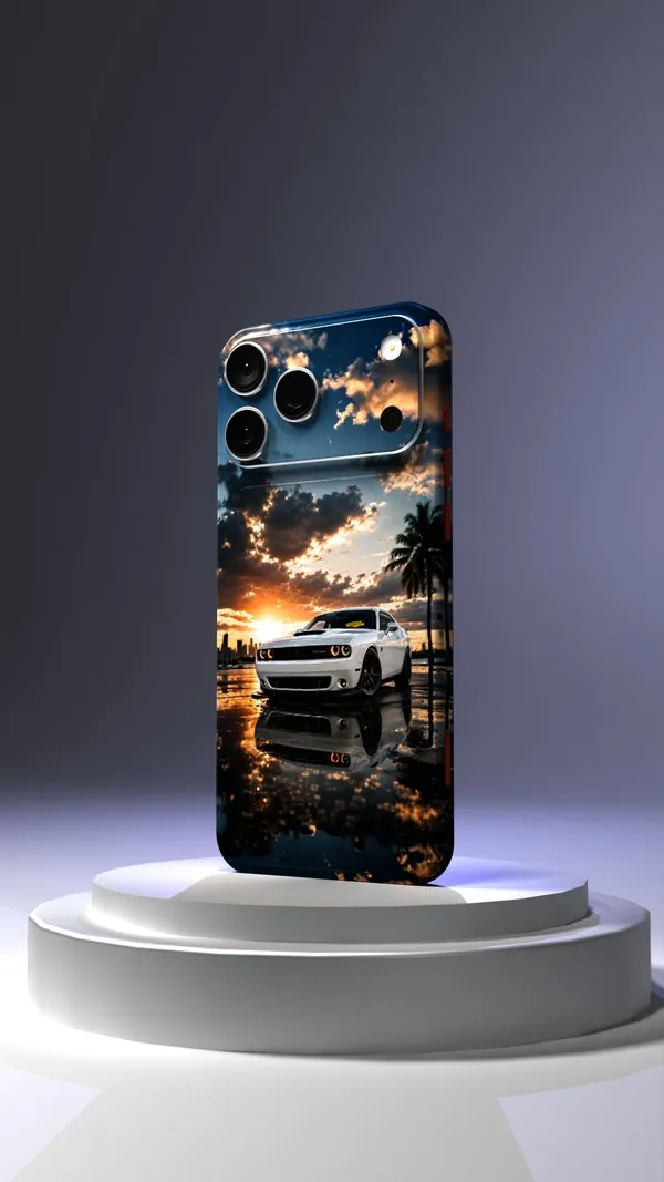 White_Dodge_Challenger_Muscle_Car_Mobile_Skin_Full_Body_Glossy