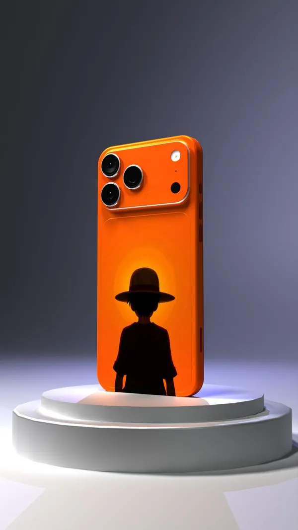 Monkey_D_Luffy_With_Vibrant_Orange_Sunset_Backdrop_Mobile_Skin_Only_Back_Glossy