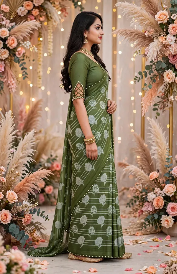 Green_Printed_Saree_For_Women