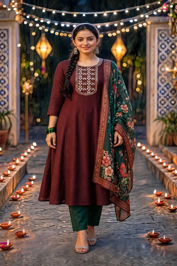 Maroon_Straight_Kurta_Set_With_Dupatta_For_Women