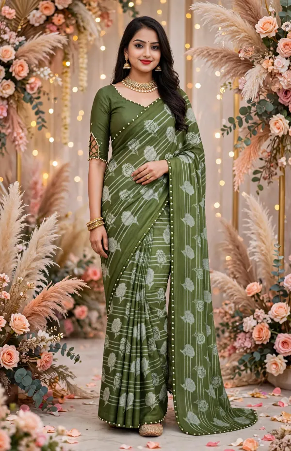 Green_Printed_Saree_For_Women