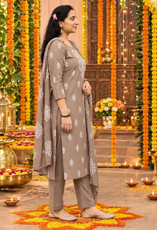Beige_Cotton_Printed_Kurta_Set_For_Women