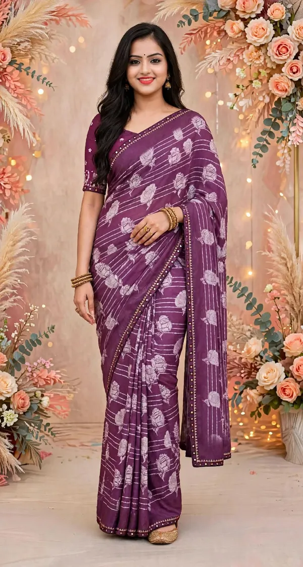 Purple_Floral_Printed_Saree_For_Women