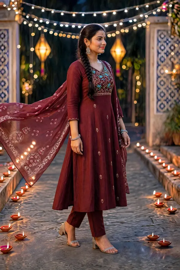 Maroon_Embroidered_Anarkali_Suit_Set_For_Women