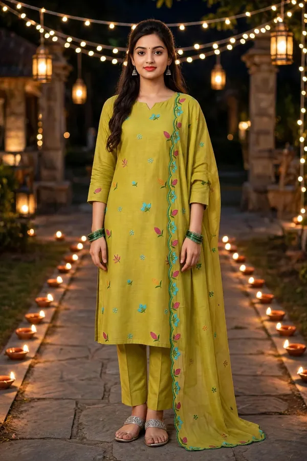 Yellow_Floral_Straight_Kurta_Set_For_Women