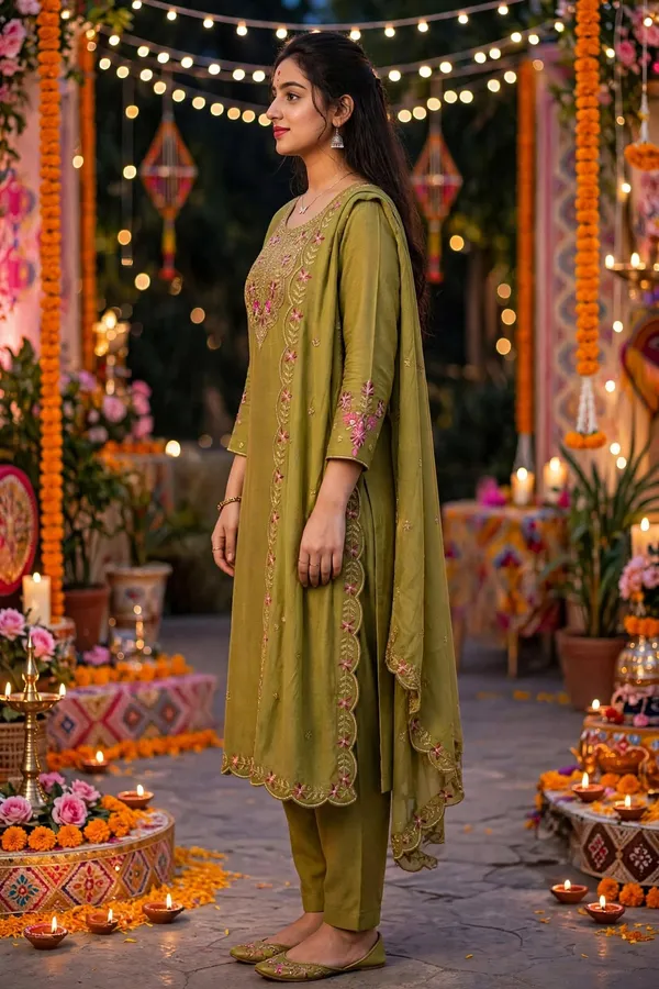 Olive_Green_Embroidered_Straight_Kurta_Set_For_Women