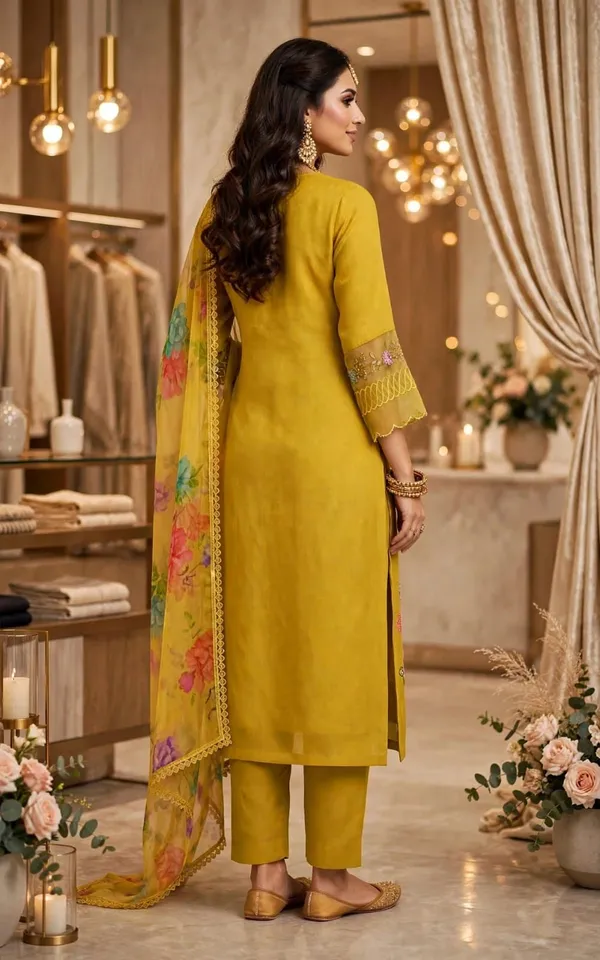Mustard_Embroidered_Straight_Kurta_Set_For_Women