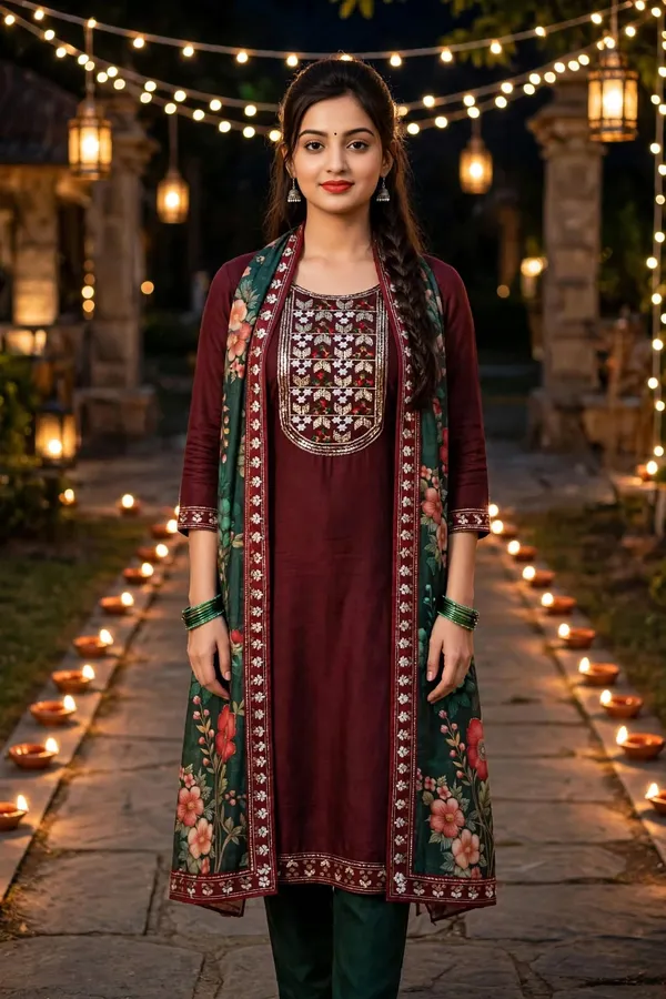 Maroon_Straight_Kurta_Set_With_Dupatta_For_Women