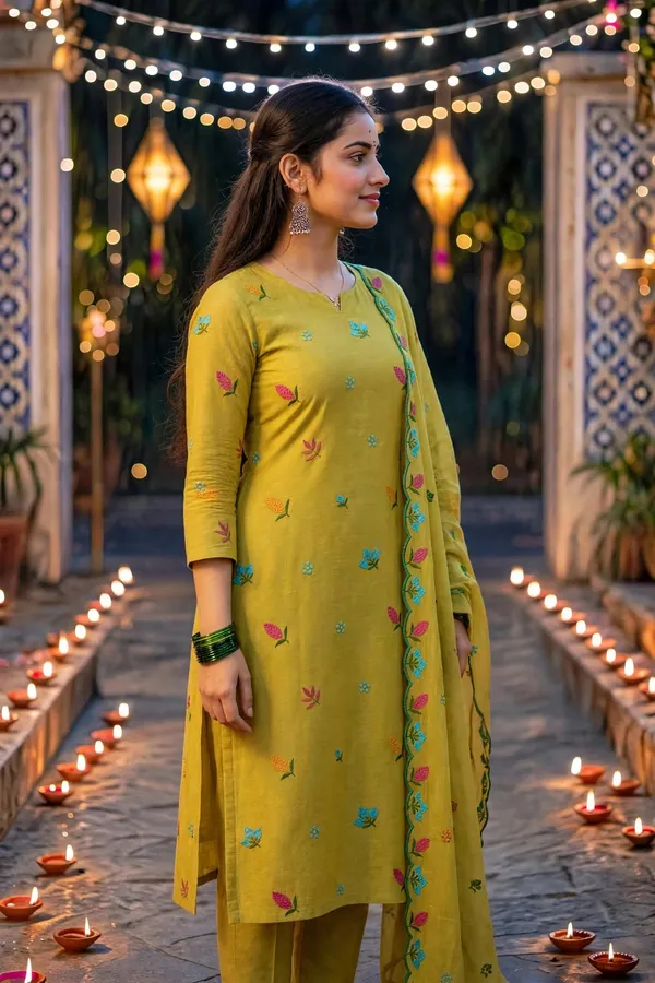 Yellow_Floral_Straight_Kurta_Set_For_Women