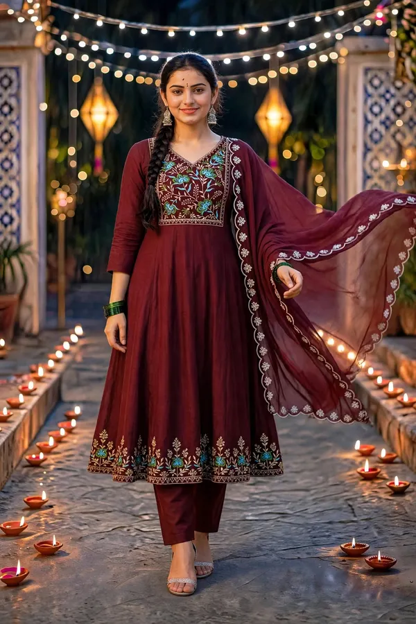 Maroon_Embroidered_Anarkali_Suit_Set_For_Women