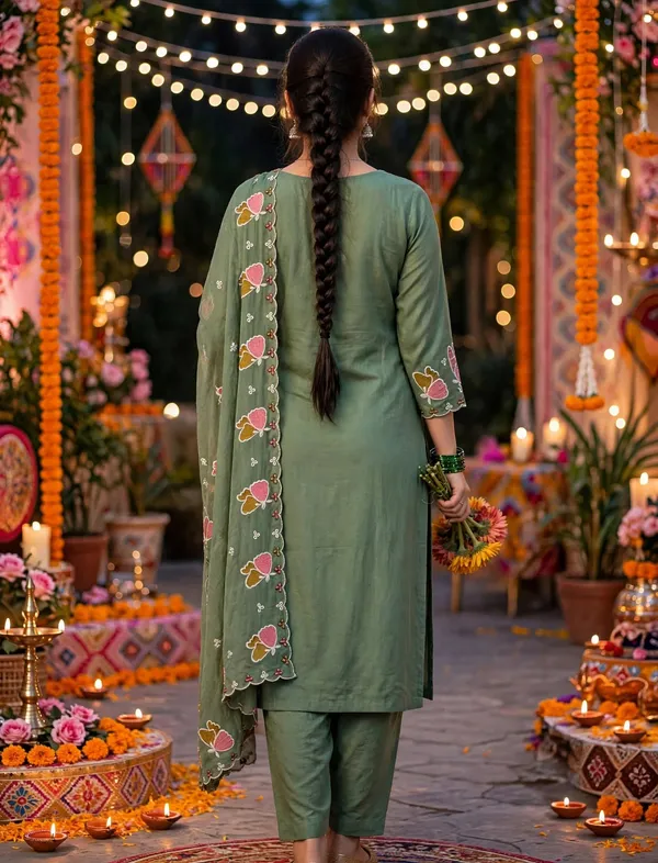Green_Straight_Fit_Floral_Kurta_Set_For_Women
