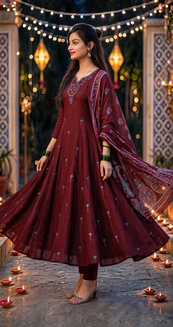 Maroon_Embroidered_Anarkali_Suit_Set_For_Women