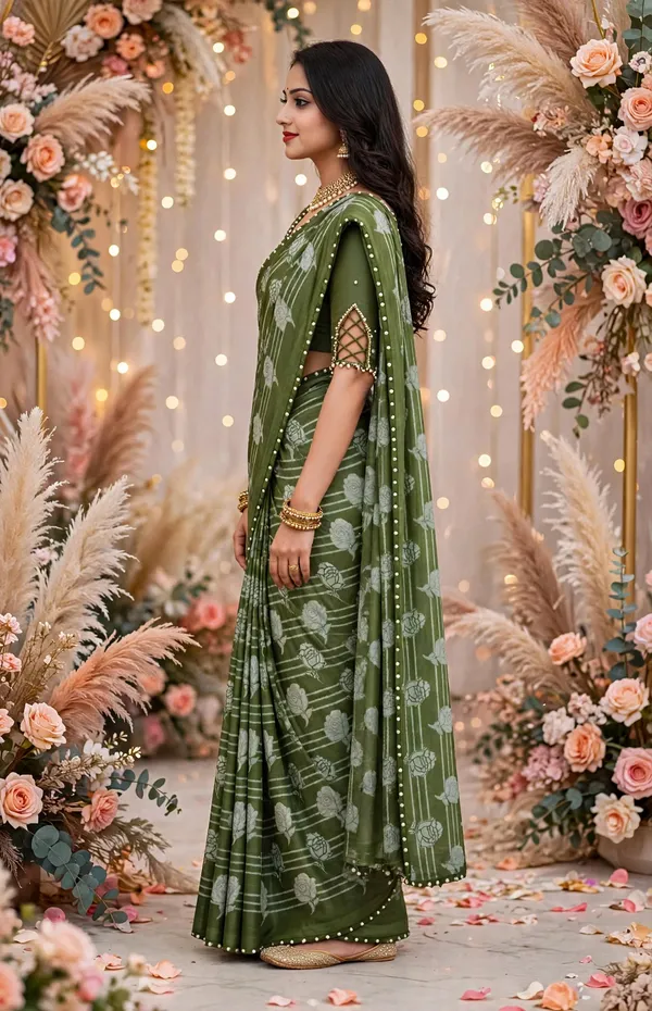 Green_Printed_Saree_For_Women