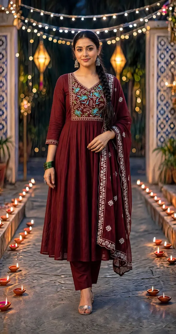 Maroon_Embroidered_Anarkali_Suit_Set_For_Women