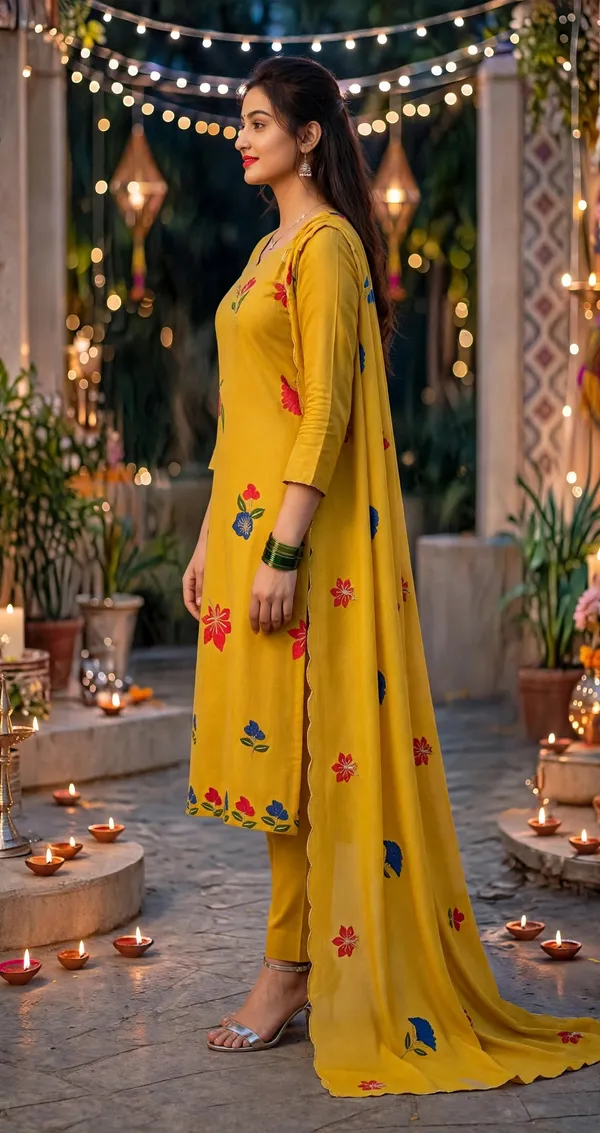 Yellow_Floral_Embellished_Kurta_Set_For_Women