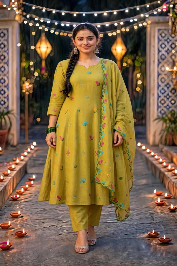 Yellow_Floral_Straight_Kurta_Set_For_Women