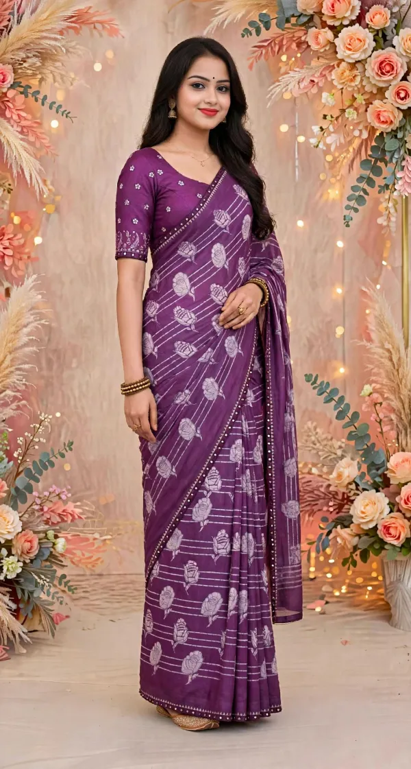 Purple_Floral_Printed_Saree_For_Women