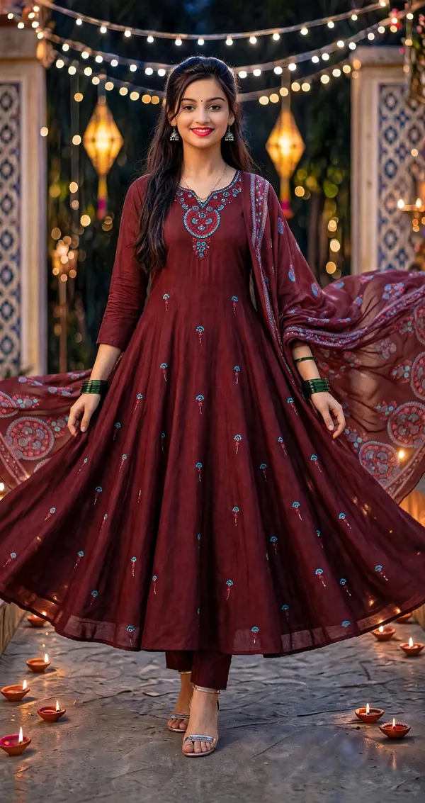 Maroon_Embroidered_Anarkali_Suit_Set_For_Women