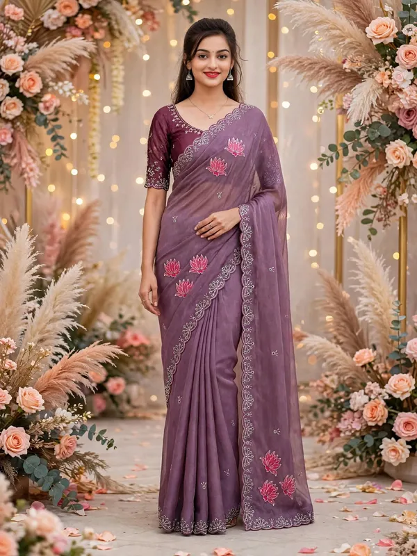Purple_Embroidered_Saree_For_Women