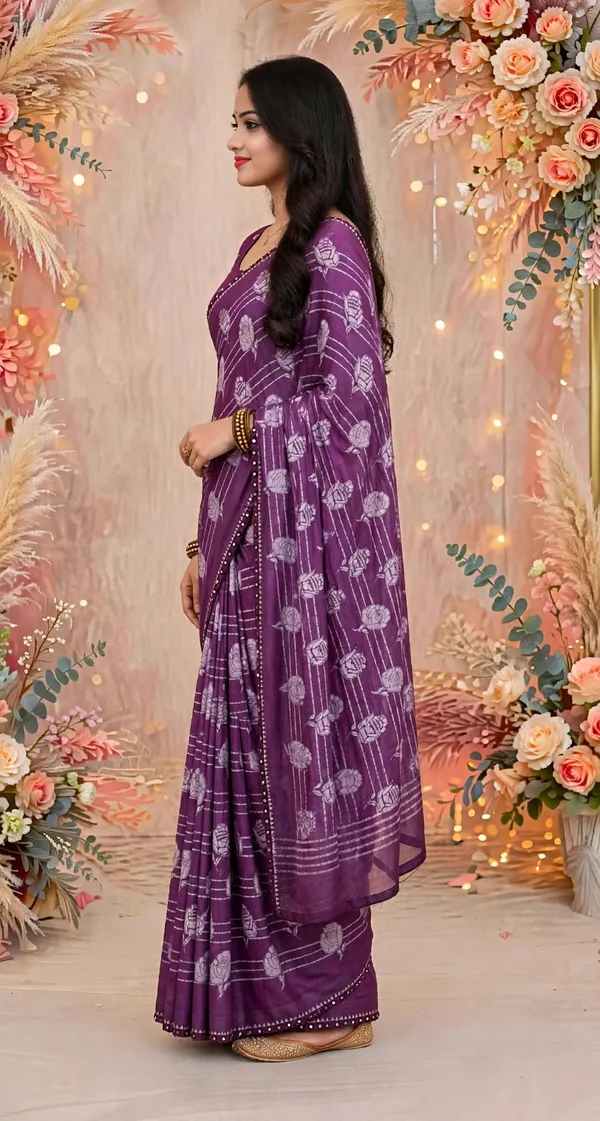 Purple_Floral_Printed_Saree_For_Women