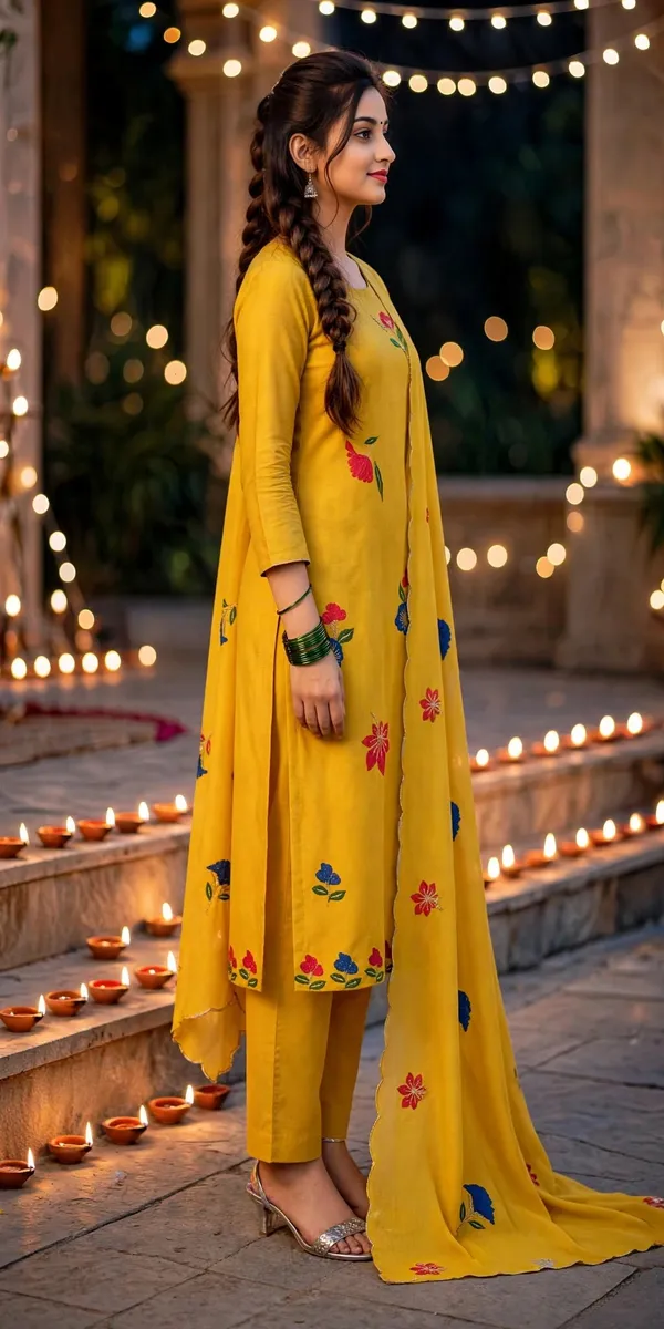 Yellow_Floral_Embellished_Kurta_Set_For_Women