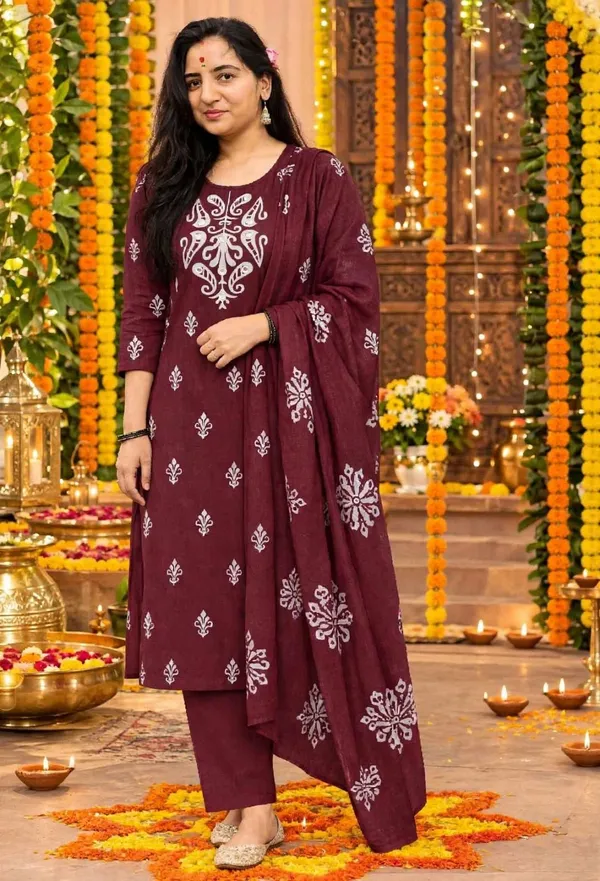 Maroon_Printed_Straight_Kurta_Set_For_Women