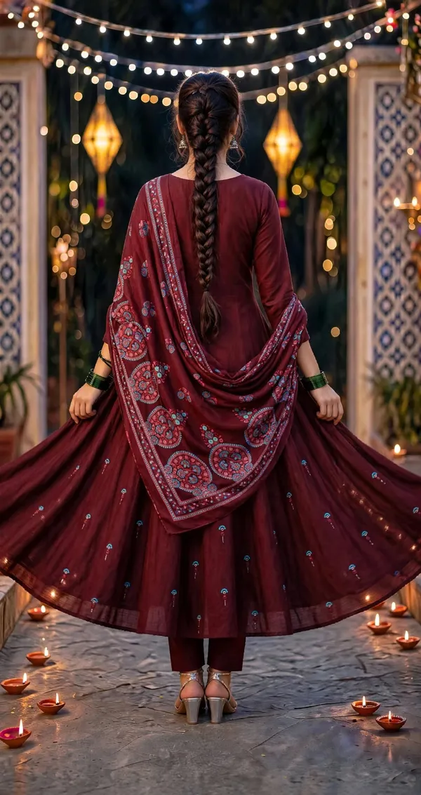 Maroon_Embroidered_Anarkali_Suit_Set_For_Women