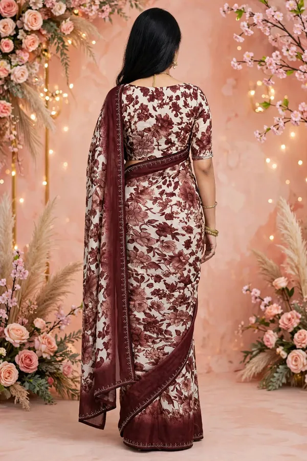 Maroon_Floral_Print_Saree_For_Women