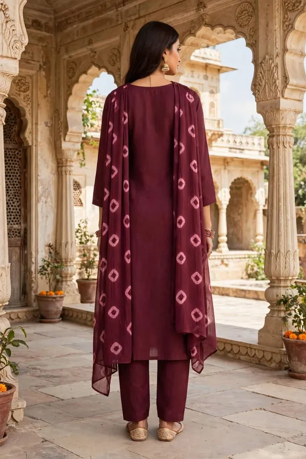 Maroon_Embroidered_Straight_Kurta_Set_For_Women