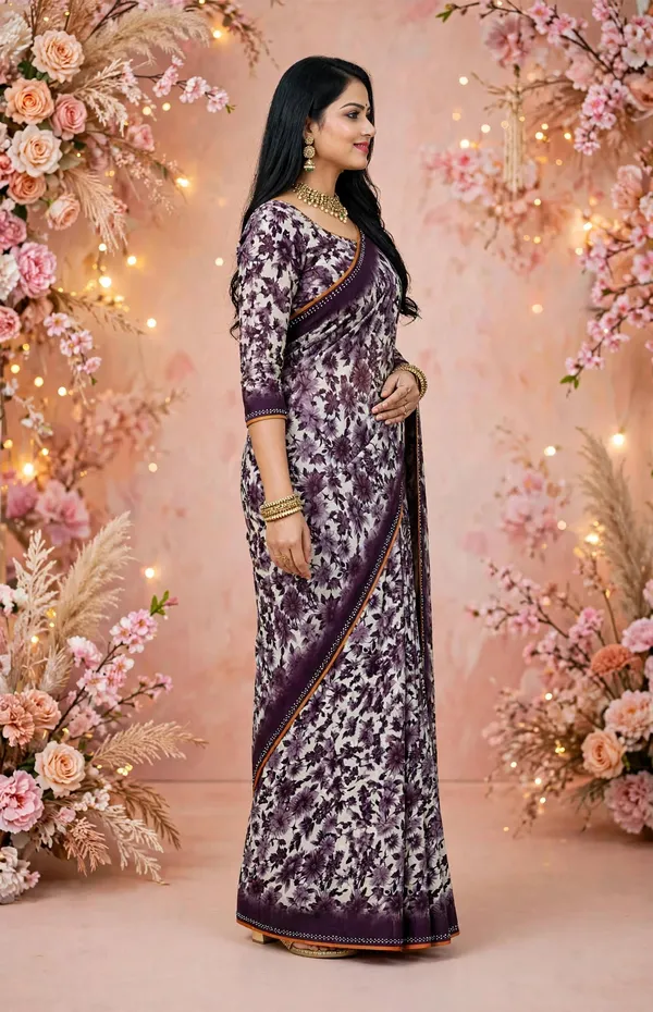 Purple_Floral_Print_Saree_For_Women