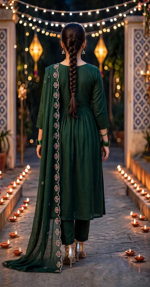 Dark_Green_Embroidered_Anarkali_Suit_Set_For_Women